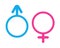 Gender symbols. Male blue and female red sign