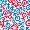 Gender symbols, sexual category theme seamless vector backdrop.