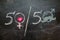 Gender symbols or signs for the male and female sex drawn on a blackboard