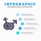 Gender, Venus, Mars, Male, Female Infographics Template for Website and Presentation. GLyph Gray icon with Blue infographic style