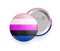 Genderfluid flag round glossy metallic 3d badge mockup.