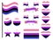 Genderfluid pride flag collection of symbols. Hearts, stars and circles with genderfluid flag. Sexual minorities