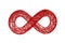 gene dna spiral infinity blood red veins, arteries, aorta knit tangled string white background. medical science in lab.