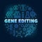 Gene Editing vector circular blue illustration in linear style