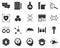 Gene, science, atom. Bioengineering glyph icons set. Biotechnology for health, researching, materials creating. Molecular biology