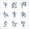 general arts line icons. linear set. quality vector line set such as botany, astronomy, singer, fashion de, biology, ceramics,