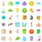 General cleaning icons set, cartoon style