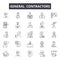 General contractors line icons, signs, vector set, outline illustration concept