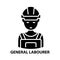 general labourer icon, black vector sign with editable strokes, concept illustration