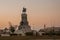 General Maximo Gomez monument in the evening. Sunset in Havana. The Castillo Del Morro lighthouse. Cuba