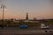 General Maximo Gomez monument in the evening. Sunset in Havana. Roadway, the road on which you ride with the cars. Cuba