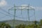 General metal electric post at summer field, Central Balkan mountain, Stara Planina