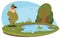 General salutes frog in lake. Illustration for internet and mobile website