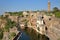 General view of Chittorgarh Fort Garh with the Tower of Victory, the ramparts and Hindu temples, Chittorgarh, Rajasthan, India