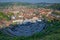 General view of the city center, roman theater and hills surrounding the Rhone river