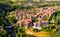 General view of French commune of Rieux-Volvestre in summer