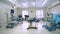 General view of a gynecological medical room filled with hospital equipment