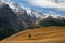 General view of the Meije Peak in Ecrins National Park, Romanche Valley, Hautes Alpes