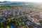 General view of Mirepoix looking out over cathedral