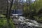 General view of Part at waterfall cascade of river Bistritsa between village  Bistritsa and village Pancharevo, place for tourism