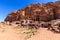 General view at Petra the ancient City Al Khazneh in Jordan