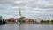 General view on Riga across the Daugava river. timelapse