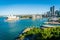 General view of Sydney towers and opera and harbour in the summer