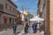 General view of the weekly street market in the Majorcan town of Campos