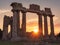 Generate photos of sunsets casting a warm glow on the ancient ruins - generated by ai