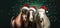 Generated by AI - Portrait of three horses in santa hats