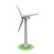 Generates energy with the force of the wind. Wind energy. Wind turbine. Renewable energy