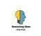 Generating Ideas Concept Head and Ignited Light Bulb Icon