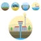 Generation energy types power plant icons vector renewable alternative solar wave illustration