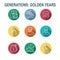 Generations - Golden Years Icon Set with retirement calendar , money, etc