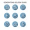 Generations - Golden Years Icon Set with retirement calendar , money, etc