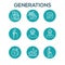 Generations - Golden Years Icon Set with retirement calendar , money, etc