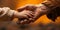 Generations Unite in a Symbolic Handshake, Young Child\\\'s Hand Engulfed by the Wrinkled Hand of Elderly Wisdom and Experience