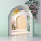 Generative AI of arch with flowers in pastel color interior
