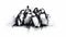 Generative AI, Arctic Unity: Watercolor Drawing of Penguins Huddling Together