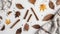 Generative AI Autumn composition Hot chocolate blanket notebook autumn leaves cinnamon sticks on white background