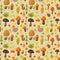 Generative AI Autumn pattern with cute-