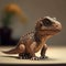 Generative AI of a baby dinosaur on a wooden table