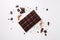 Generative ai. Bar of dark chocolate broken into pieces