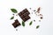 Generative ai. Bar of dark chocolate broken into pieces