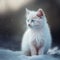 Generative AI: beautiful fluffy white cat in the snowy forest