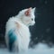 Generative AI: beautiful fluffy white cat in the snowy forest