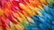 Generative AI, Beautiful rainbow colorful closeup feathers, photorealistic background, top view, aerial view.