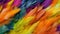 Generative AI, Beautiful rainbow colorful closeup feathers, photorealistic background, top view, aerial view.