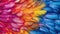 Generative AI, Beautiful rainbow colorful closeup feathers, photorealistic background, top view, aerial view.