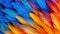 Generative AI, Beautiful rainbow colorful closeup feathers, photorealistic background, top view, aerial view.